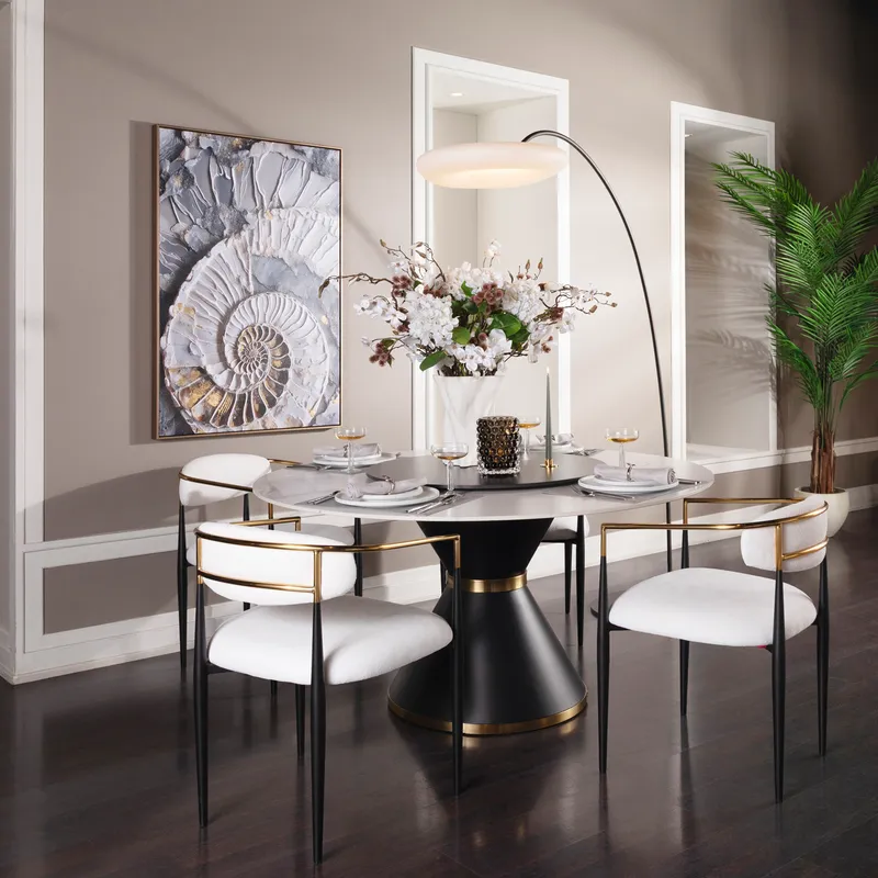 HARLOW dining table white/black - dia 150cm