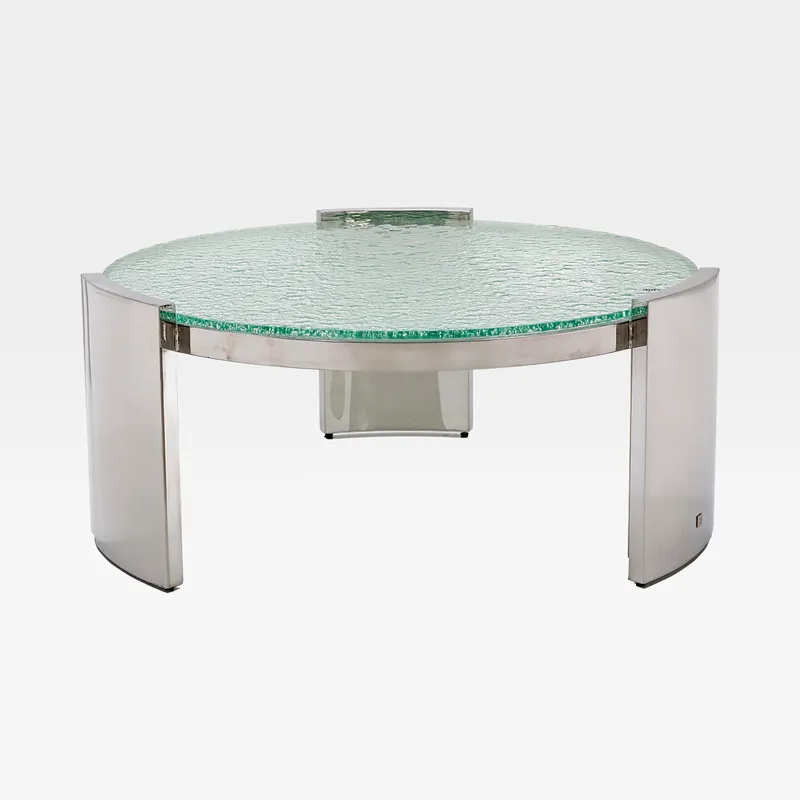 BUB coffee table clear/stainless steel - dia 93cm
