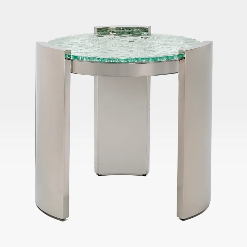 BUB side table clear/stainless steel - dia 54cm
