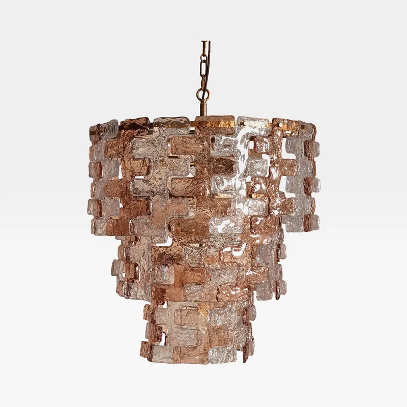 POMPON chandelier pink/brass - dia 64cm