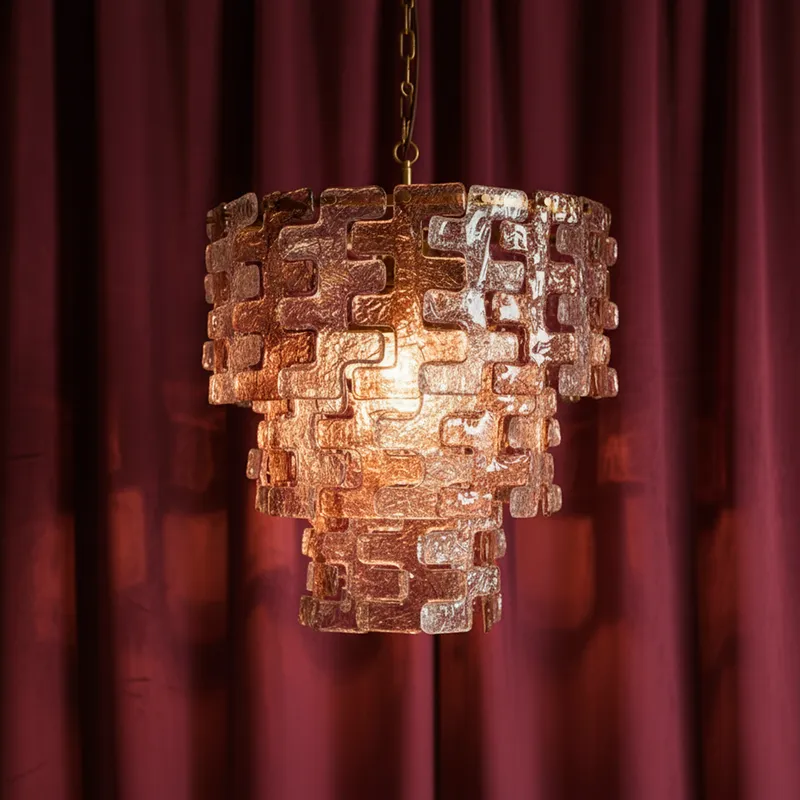 POMPON chandelier pink/brass - dia 64cm
