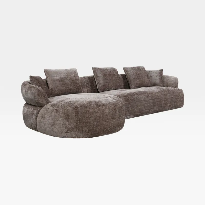 CREMONA 2 seater sofa with left chaise brown