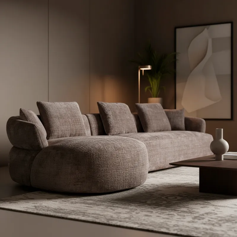 CREMONA 2 seater sofa with left chaise brown