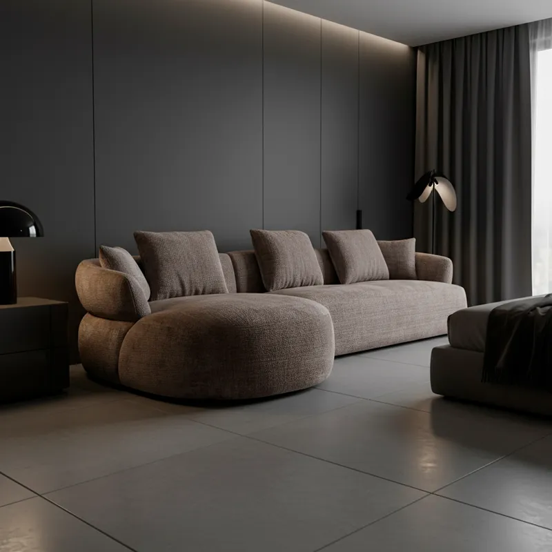 CREMONA 2 seater sofa with left chaise brown