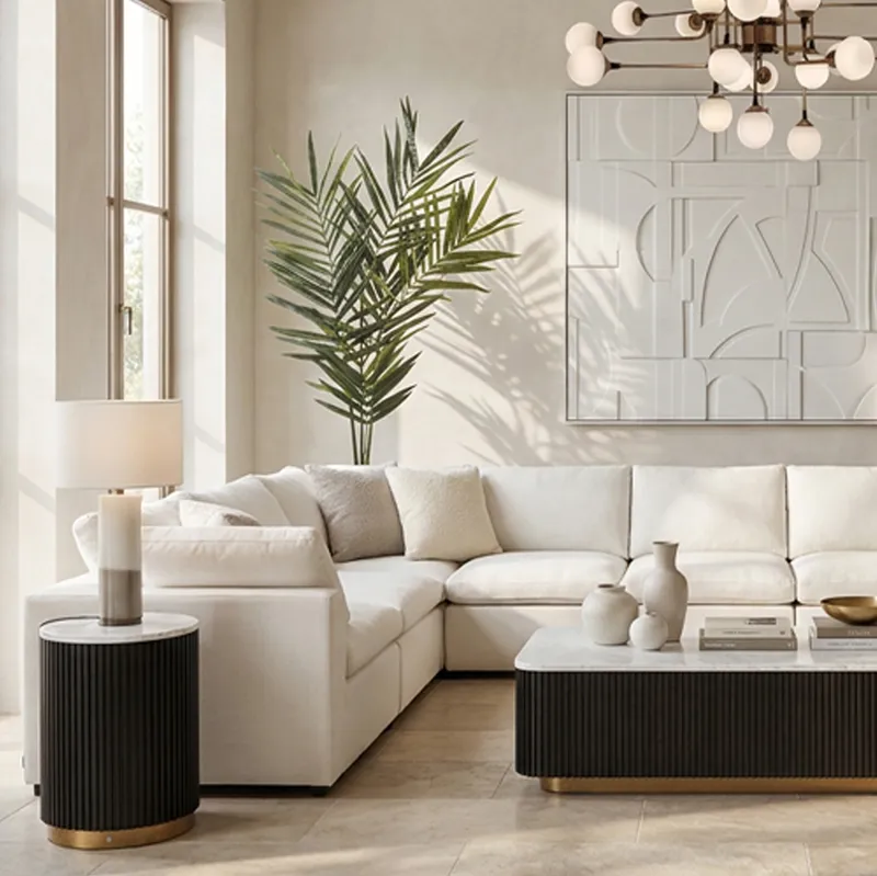 AURELIA coffee table white/black - 137x63cm