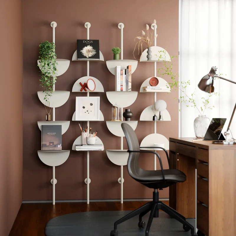 SOLIS adjustable shelves sand set of 4 - 204x35cm