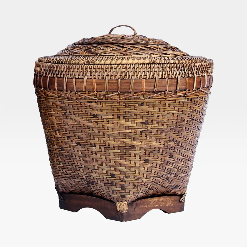 TULU basket with lid brown - H40cm