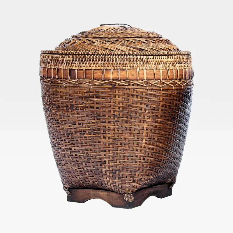 TULU basket with lid brown - H49cm
