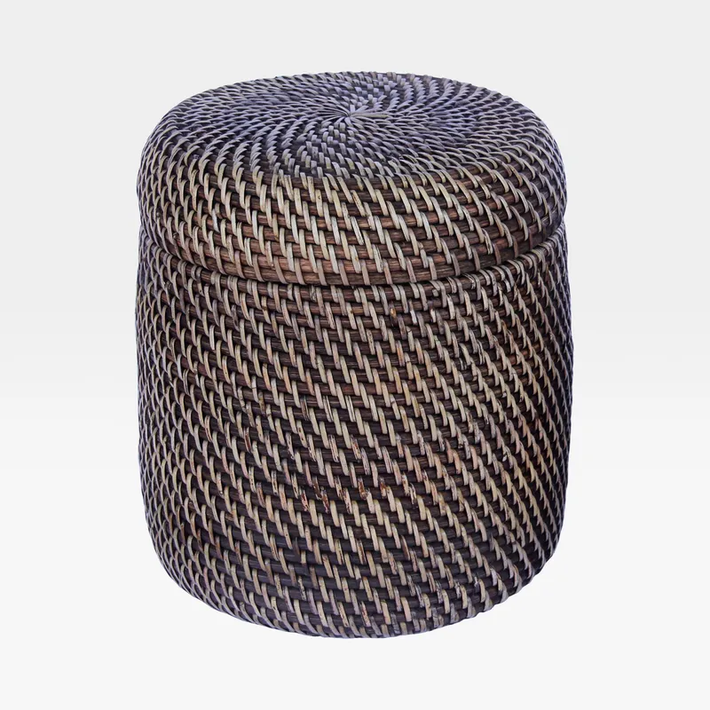 BULU basket with lid brown - H24cm