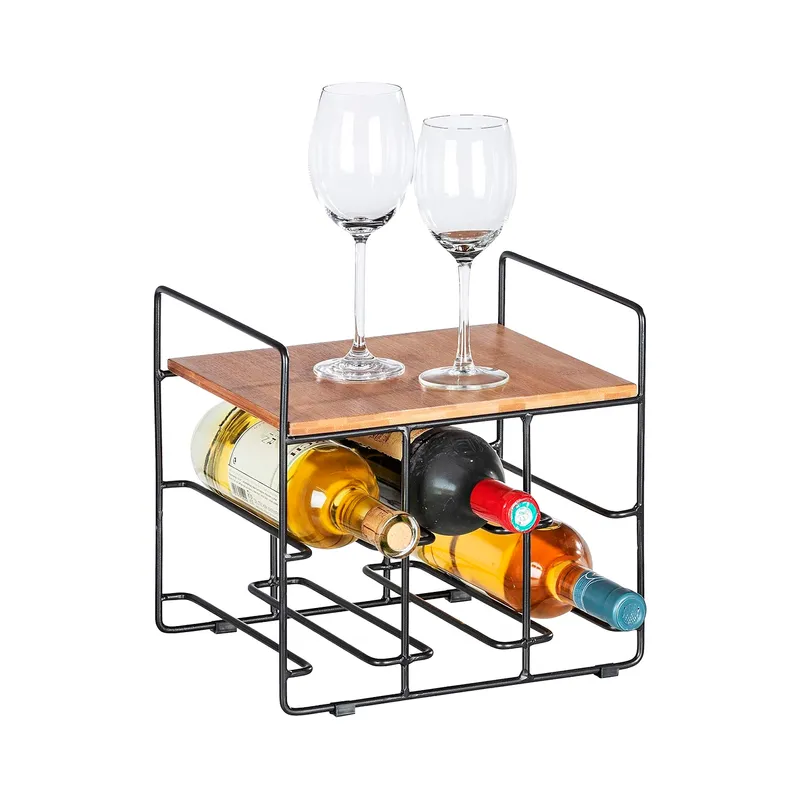 WENKO wine rack black/brown - 6 bottles