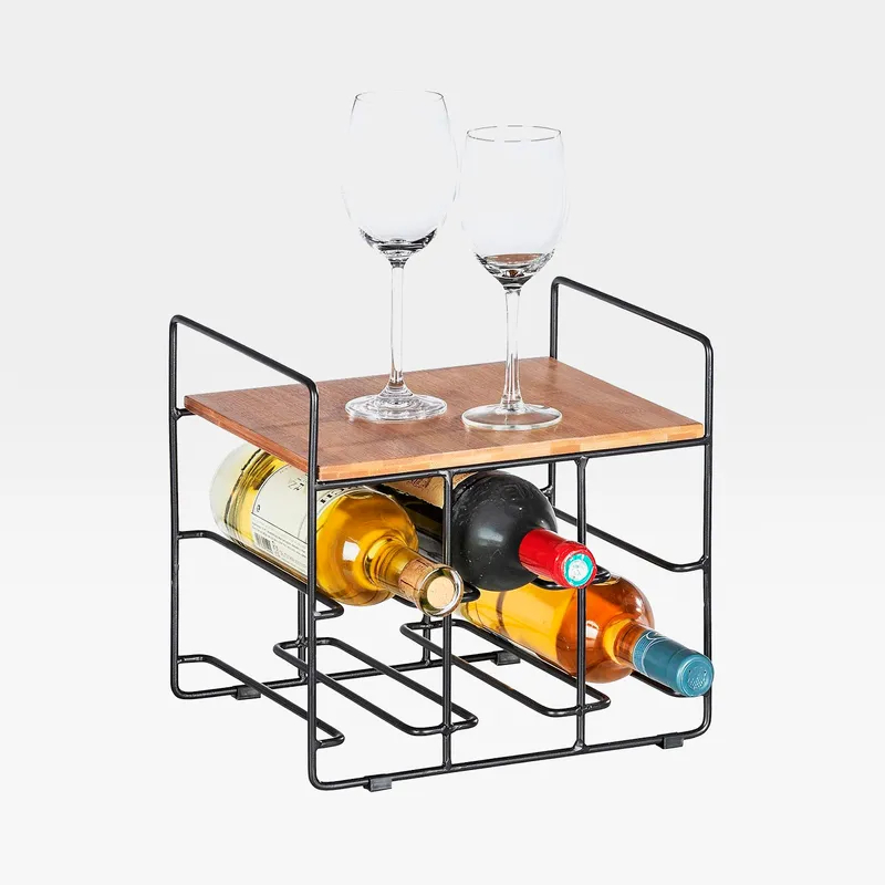 WENKO wine rack black/brown - 6 bottles