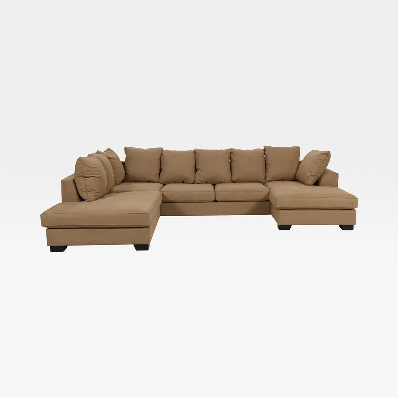 KINGSTON U shape left sofa microfibre light brown