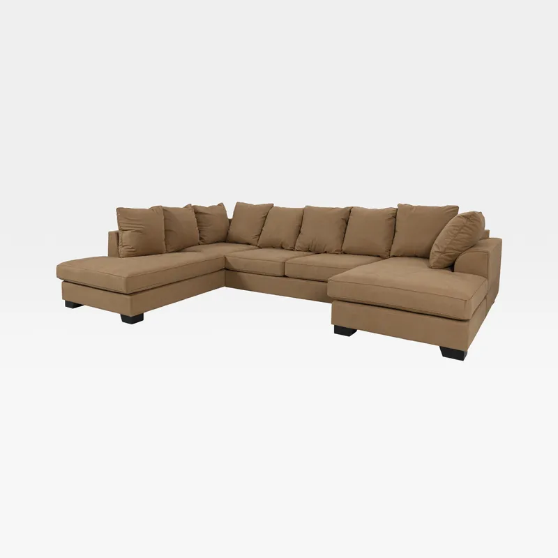 KINGSTON U shape left sofa microfibre light brown