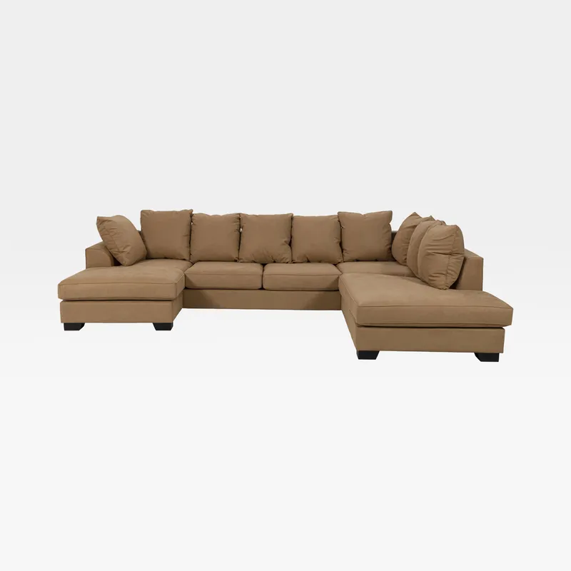 KINGSTON U shape right sofa microfibre light brown