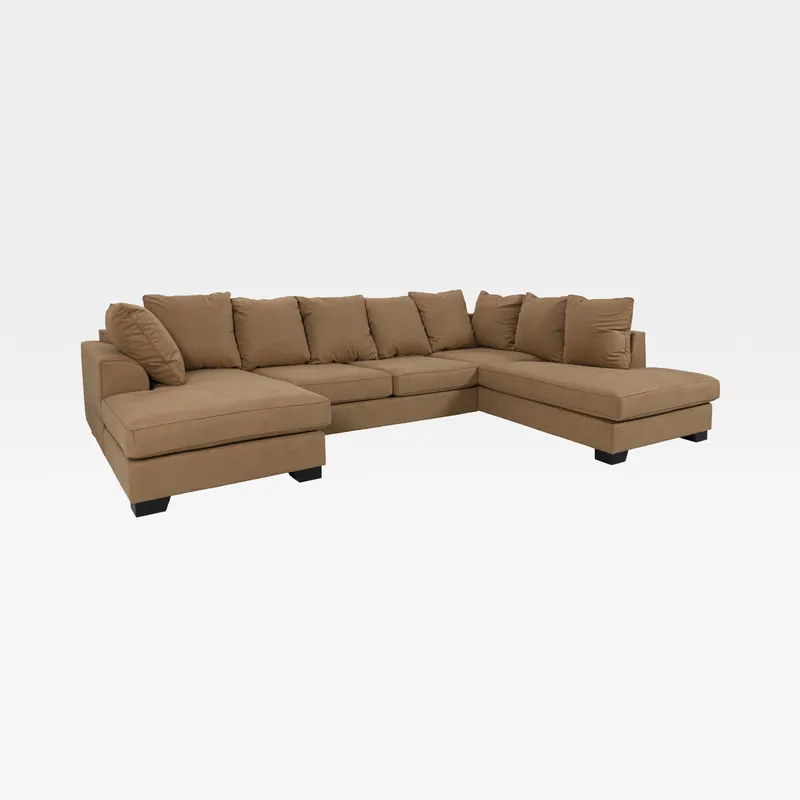 KINGSTON U shape right sofa microfibre light brown