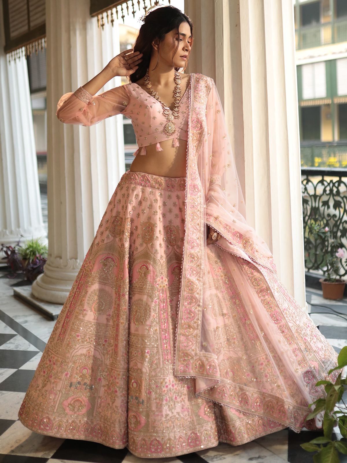Gorgeous Pink Lehenga Choli in Raw Silk